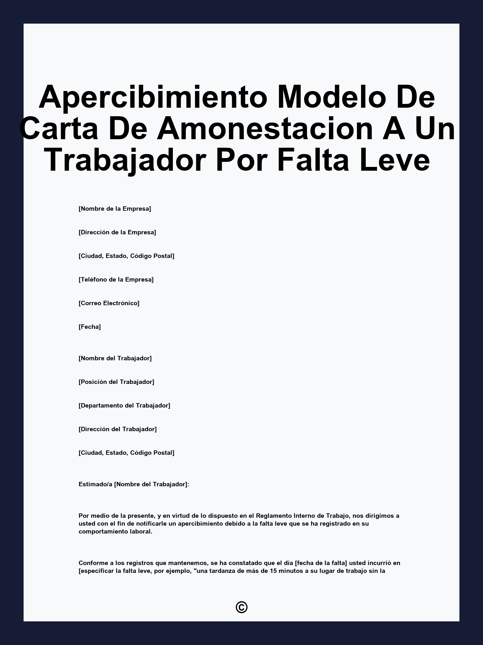 Apercibimiento Modelo De Carta De Amonestacion A Un Trabajador Por Falta Leve