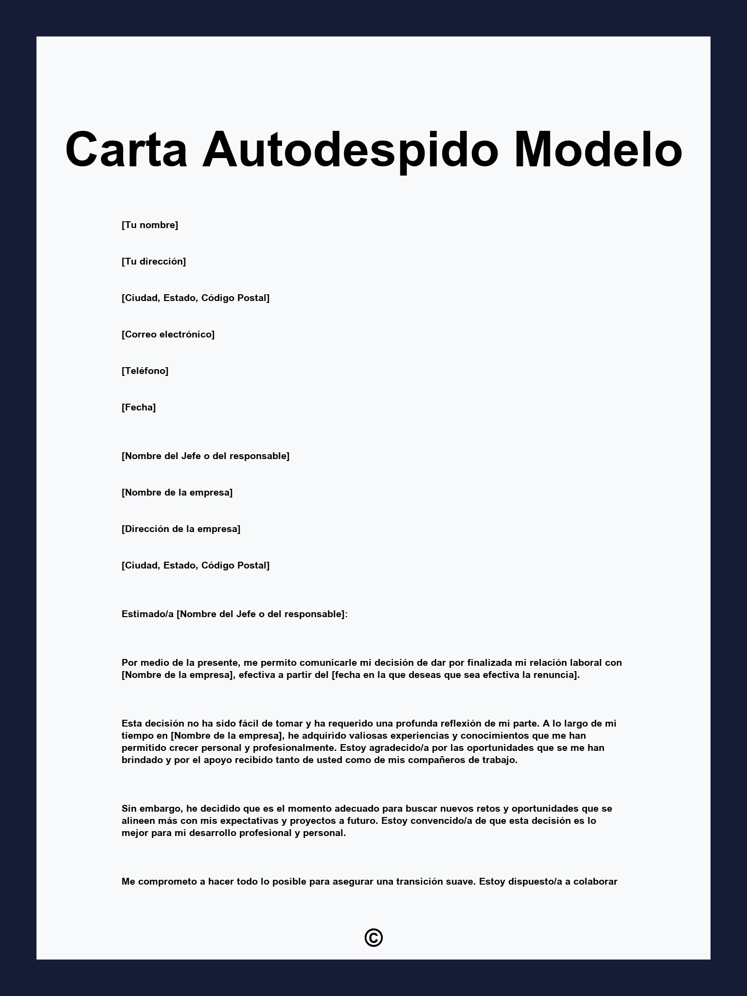 Carta Autodespido Modelo