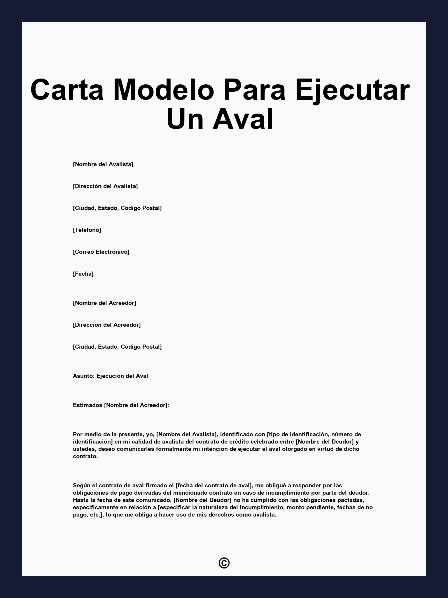 Carta Modelo Para Ejecutar Un Aval
