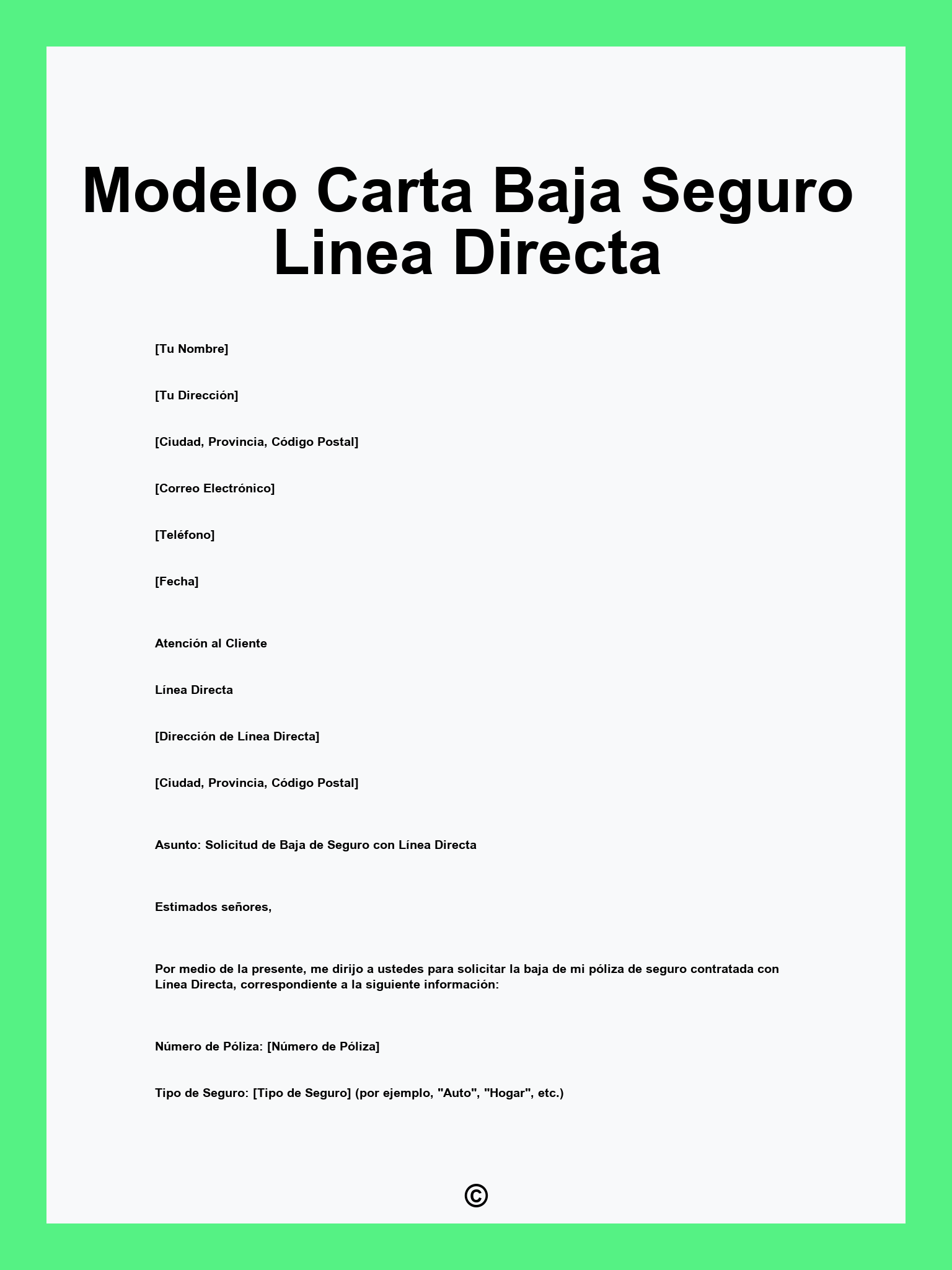 Modelo Carta Baja Seguro Linea Directa