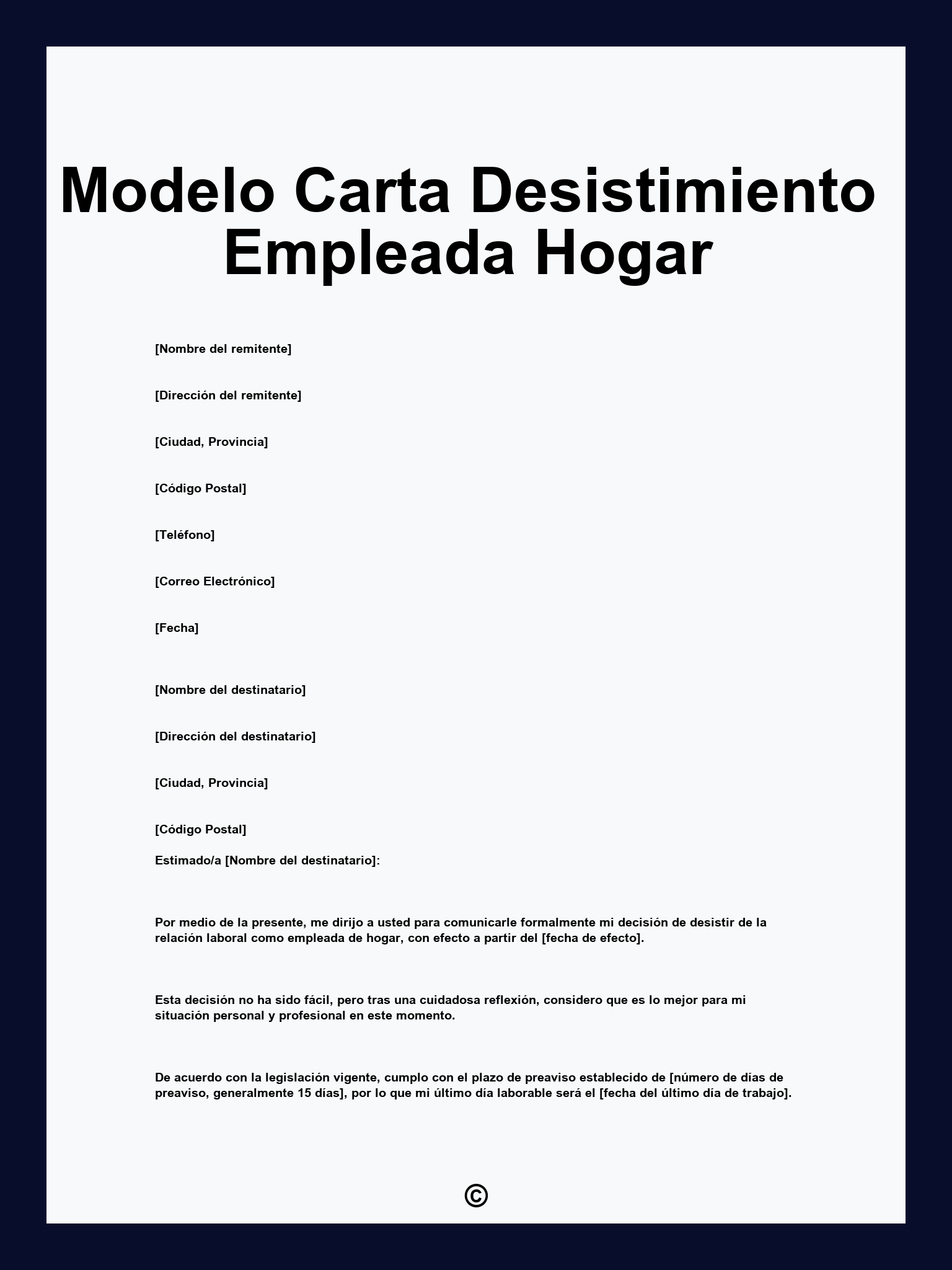 Modelo Carta Desistimiento Empleada Hogar