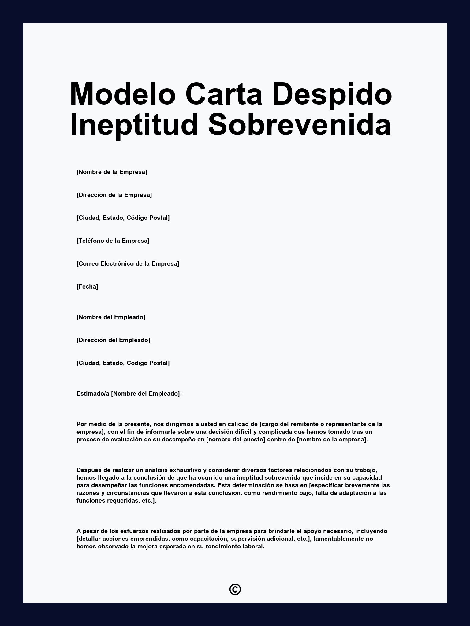 Modelo Carta Despido Ineptitud Sobrevenida