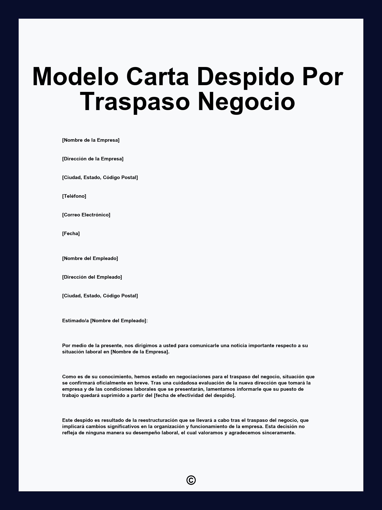 Modelo Carta Despido Por Traspaso Negocio