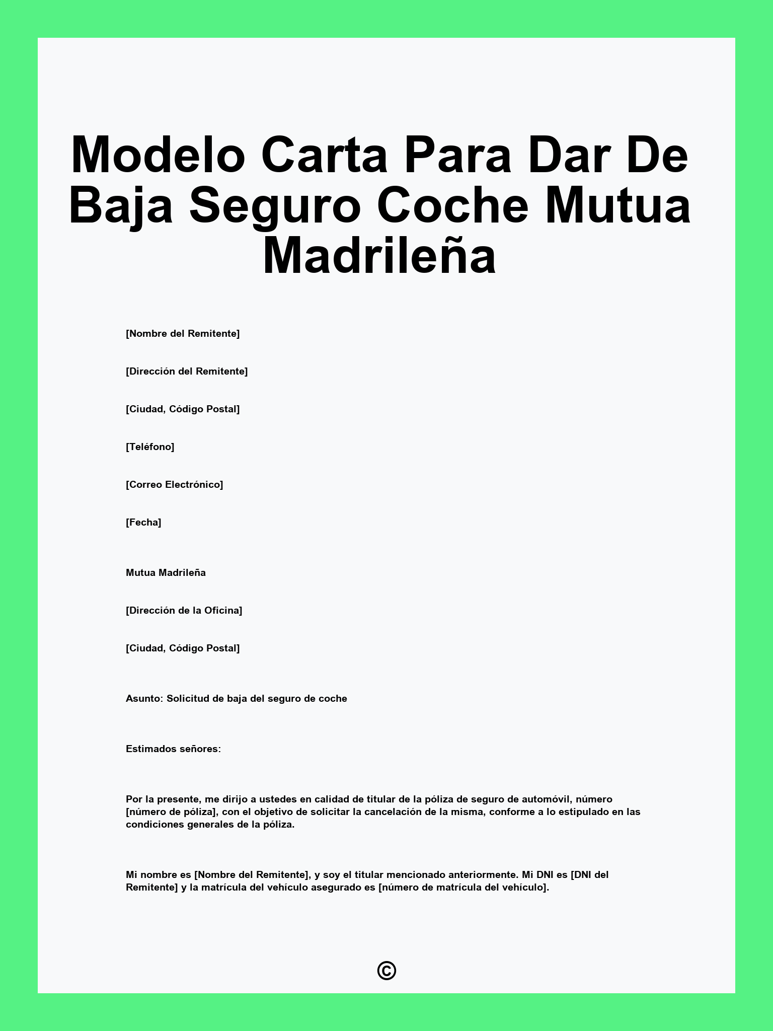 Modelo Carta Para Dar De Baja Seguro Coche Mutua Madrileña