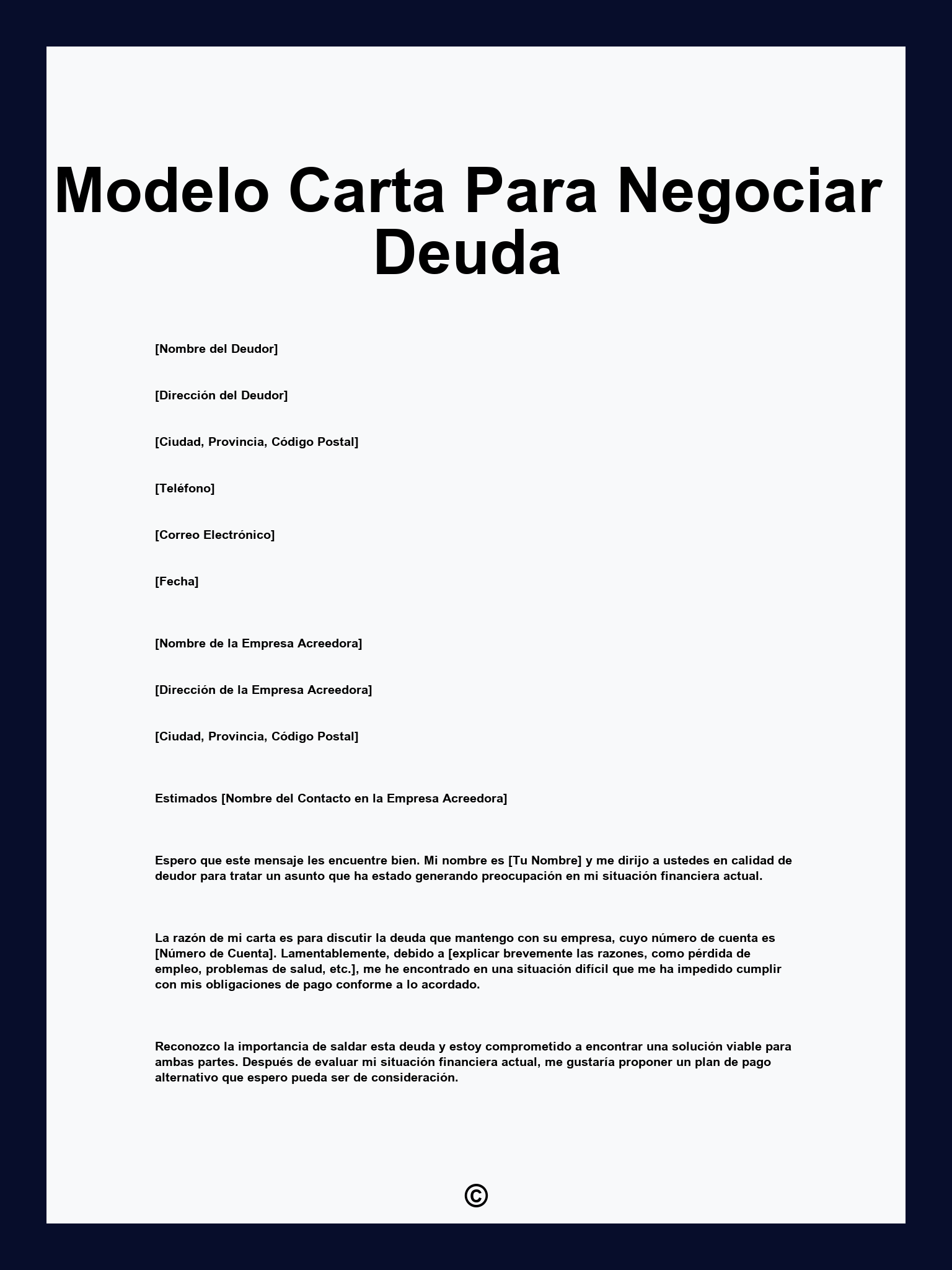 Modelo Carta Para Negociar Deuda