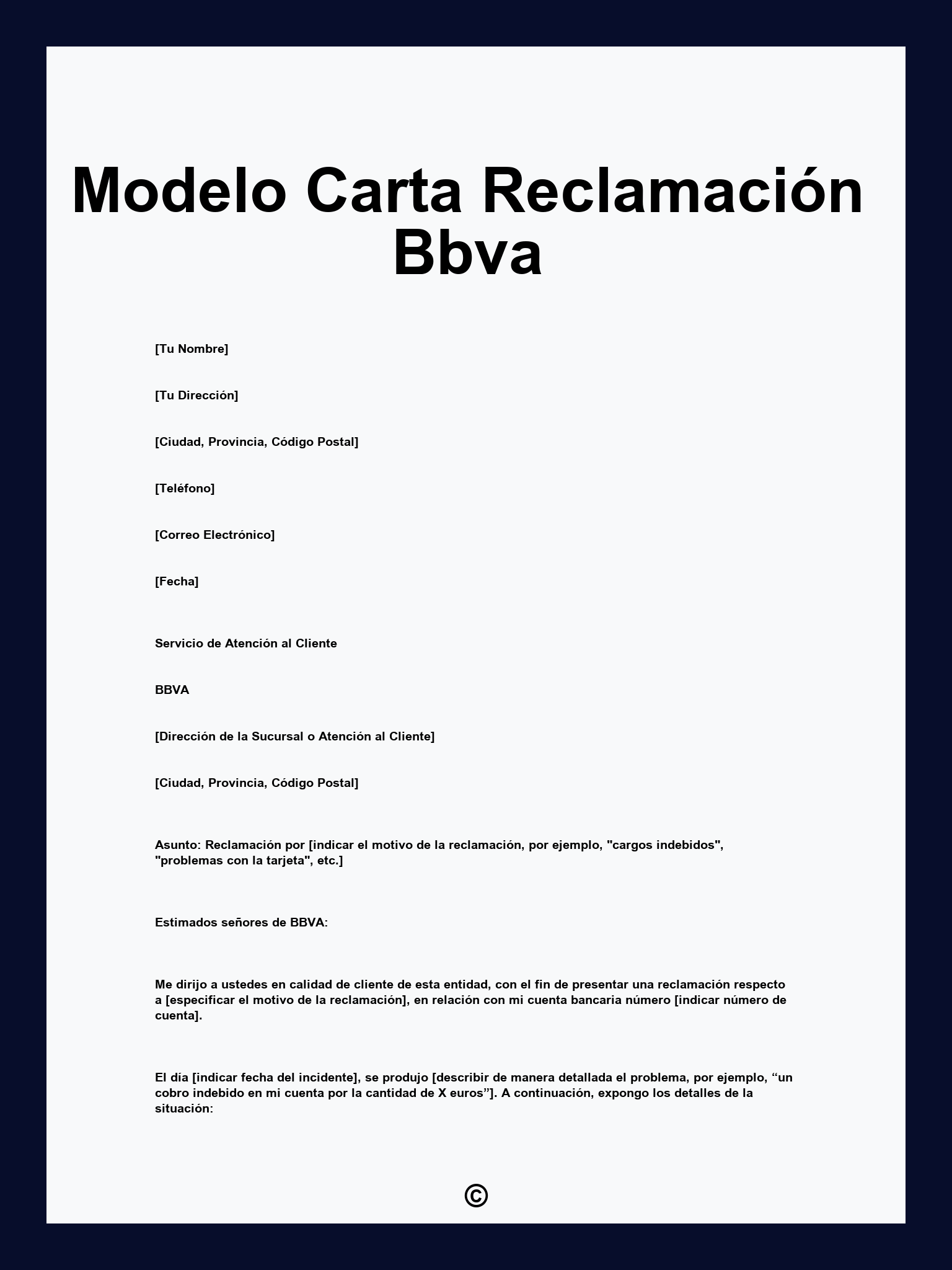 Modelo Carta Reclamación Bbva