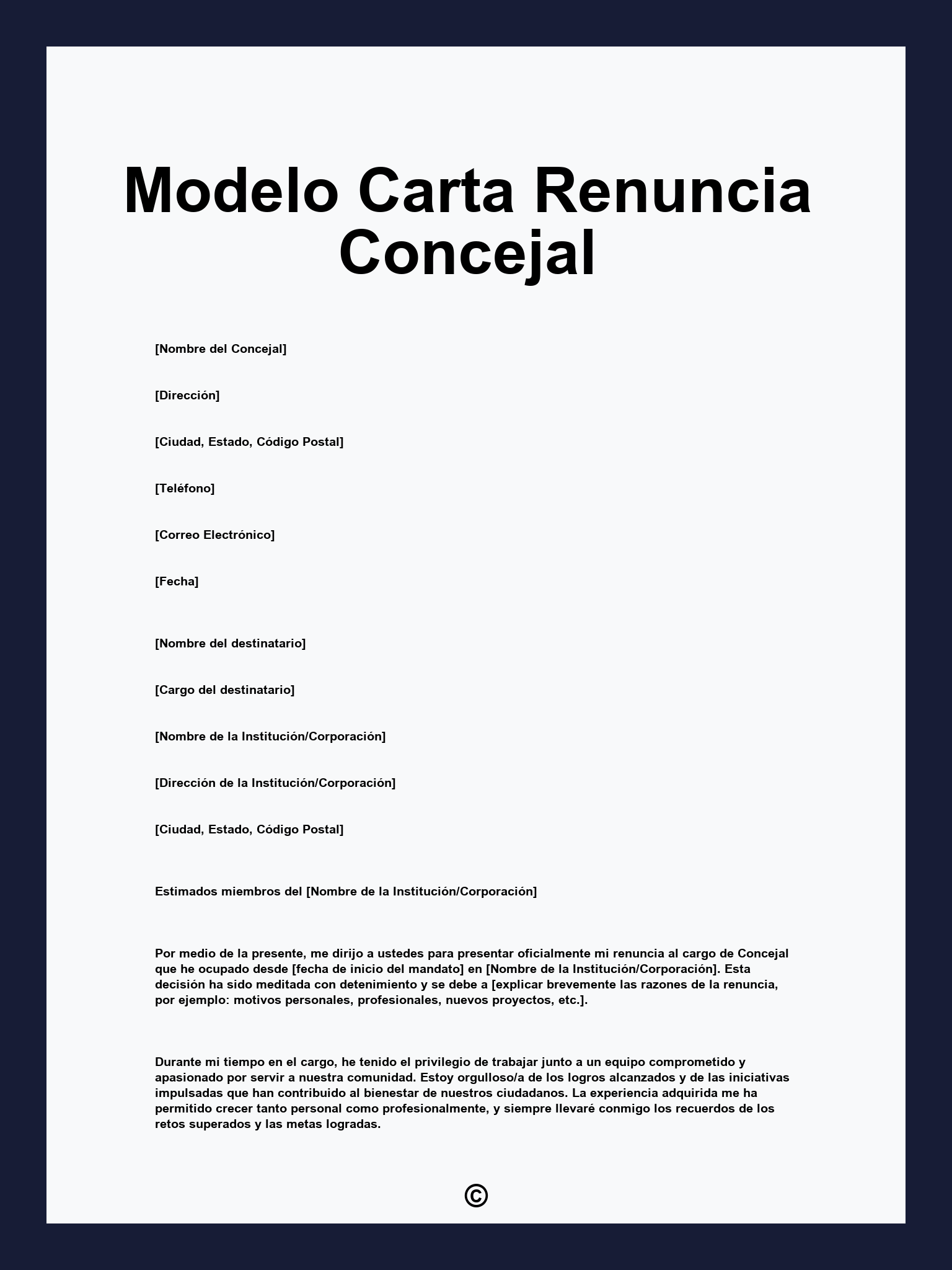 Modelo Carta Renuncia Concejal