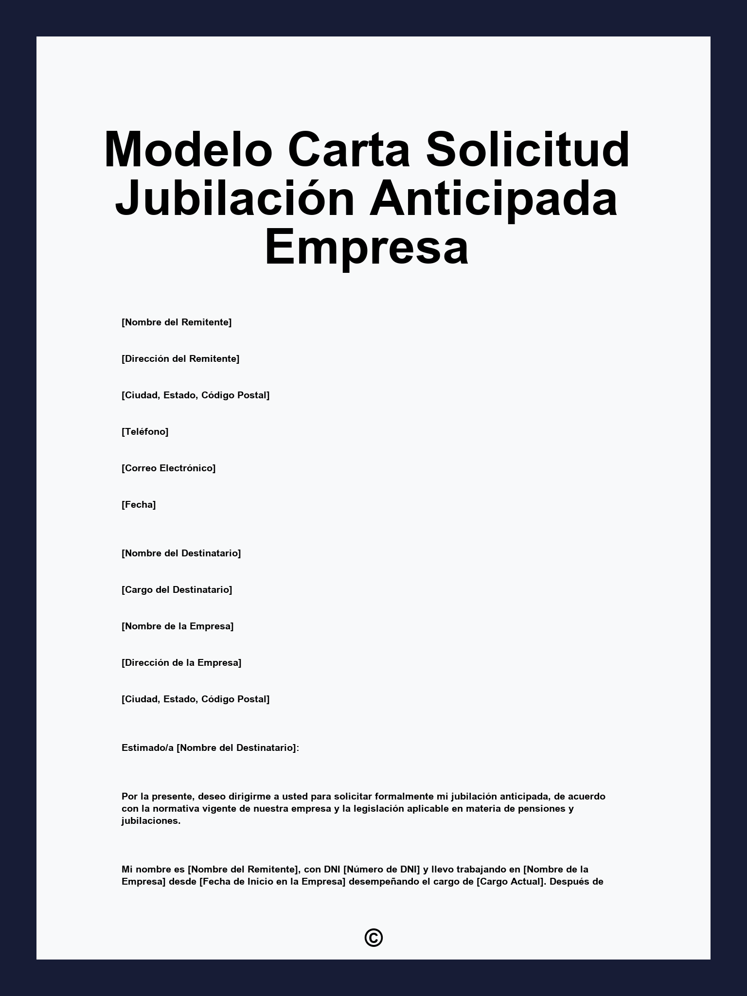 Modelo Carta Solicitud Jubilación Anticipada Empresa