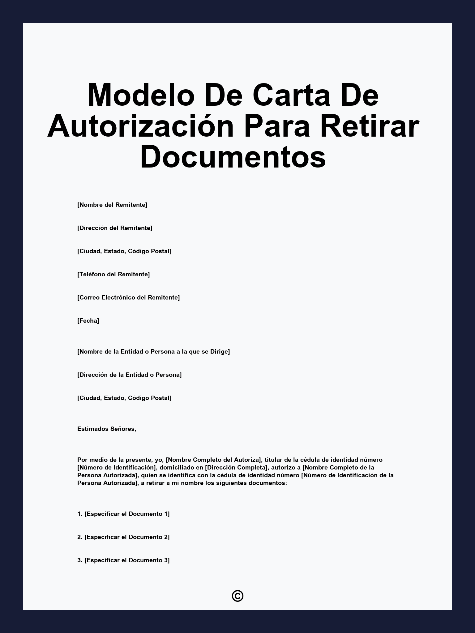 Modelo De Carta De Autorización Para Retirar Documentos