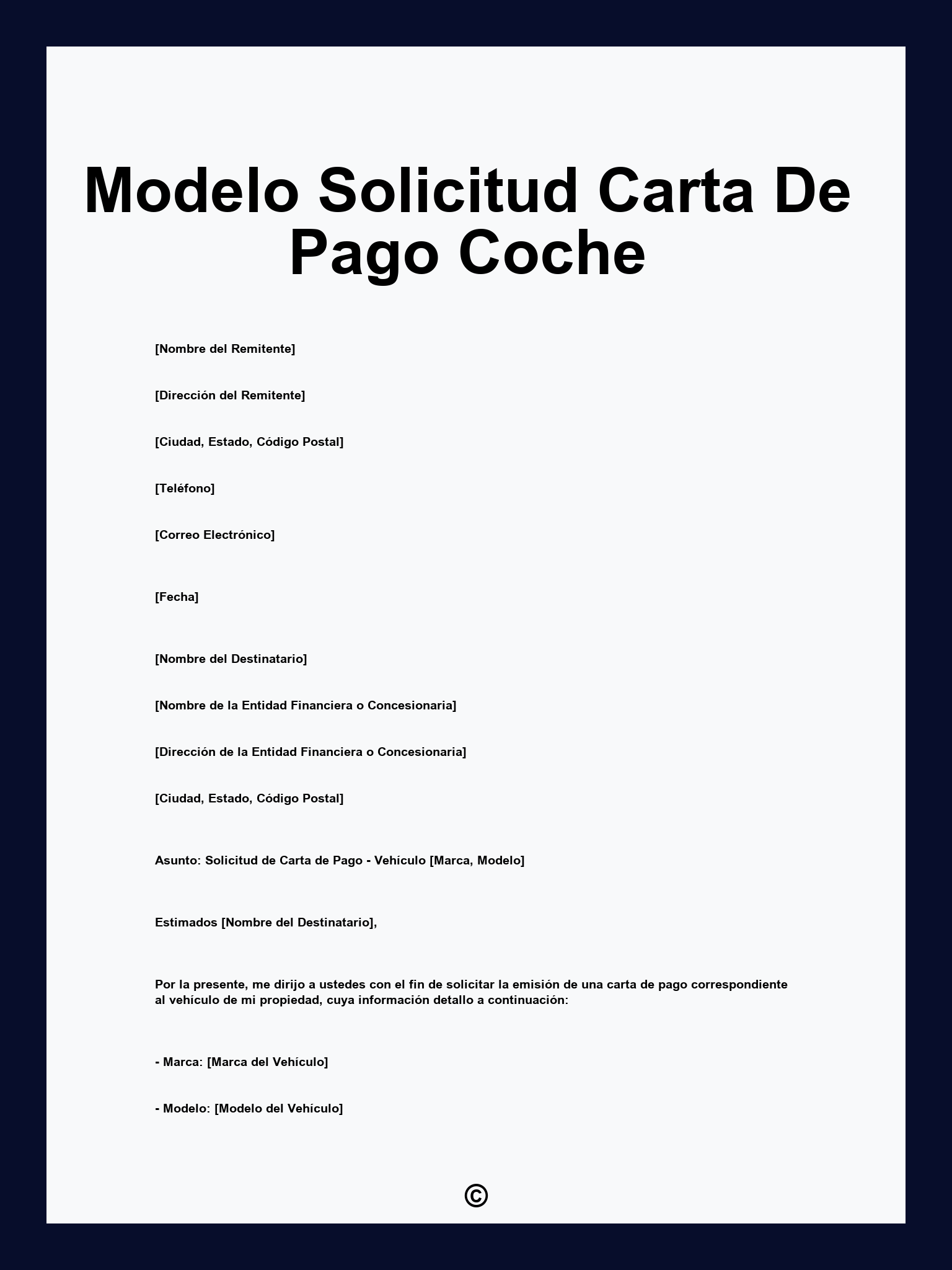 Modelo Solicitud Carta De Pago Coche